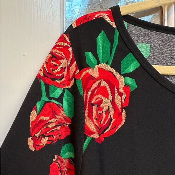 LuLaRoe Debbie Elegant Collection Metallic Rose Floral Midi Dress Size XL NWT - Picture 3 of 11